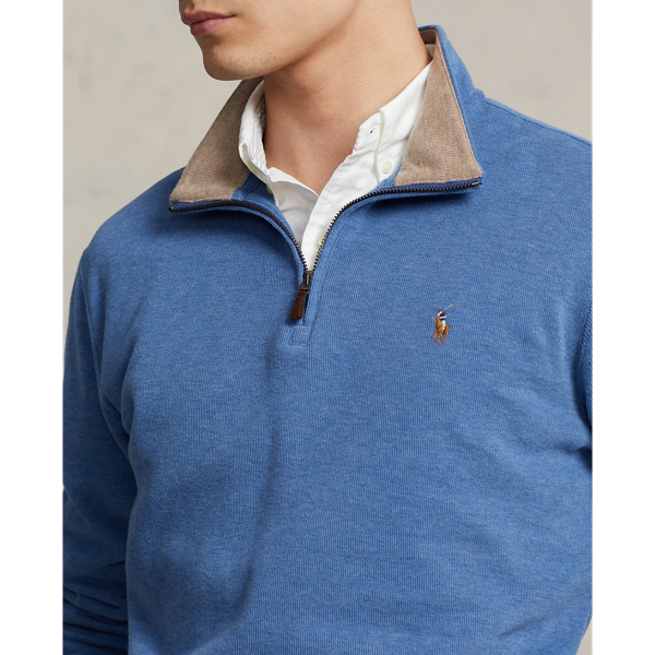 Blue Heather Estate-Rib Quarter-Zip Pullover Polo Ralph Lauren for fall 6