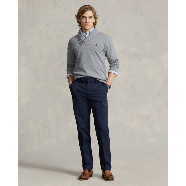 Steel Heather Luxury Jersey Shawl-Collar Pullover Polo Ralph Lauren 4