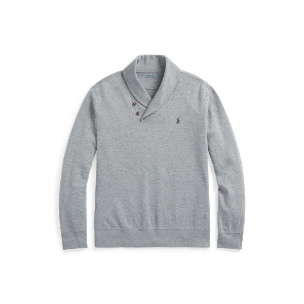 Steel Heather Luxury Jersey Shawl-Collar Pullover Polo Ralph Lauren 2