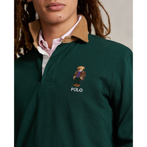 On sale Polo Ralph Lauren Classic Fit Yellow Kicker Bear Patchwork Rugby Shirt