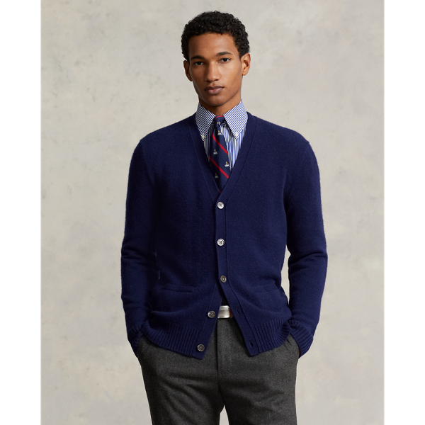 Bright Navy Cashmere V-Neck Cardigan Polo Ralph Lauren 1