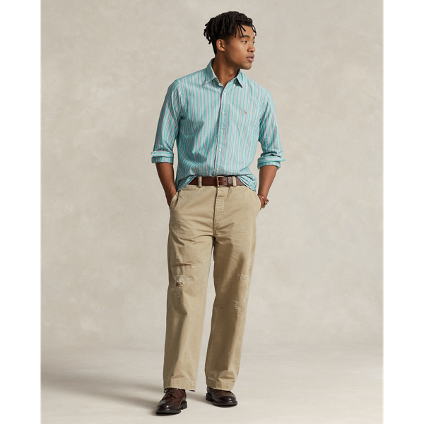 Green/Pink Multi Classic Fit Striped Oxford Shirt Polo Ralph Lauren 4