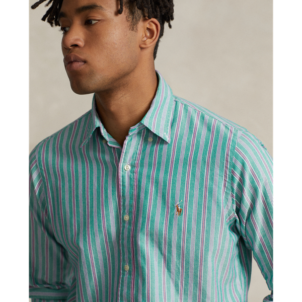 Green/Pink Multi Classic Fit Striped Oxford Shirt Polo Ralph Lauren 6