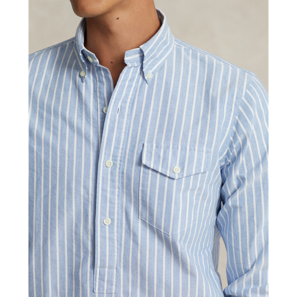 Blue/White Custom Fit Striped Oxford Popover Shirt Polo Ralph Lauren 8