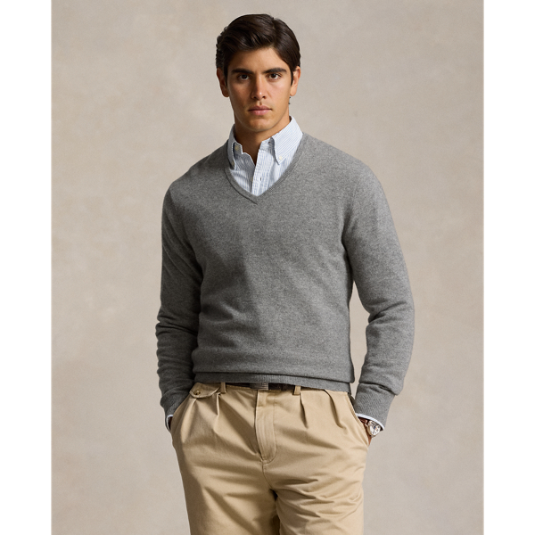 Men s Grey V Neck Sweaters Ralph Lauren