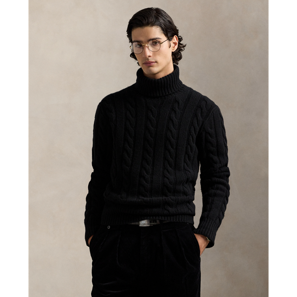 (取寄) ラルフローレン メンズ ウール-カシミヤ ケーブルニット セーター Polo Ralph Lauren men Wool-Cashmere Cable-Knit Sweater Hunter Navy Cable-Knit Wool-Cashmere Sweater | Ralph Lauren