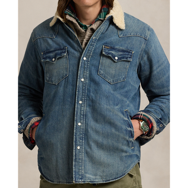 Fleece Lined Denim Western Shirt Jacket for Men Ralph Lauren UK