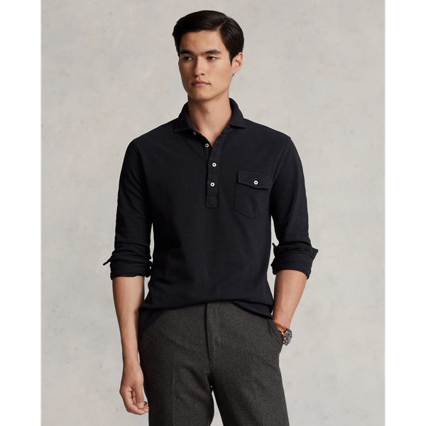 Polo Black Classic Fit Mesh Polo Shirt Polo Ralph Lauren 1
