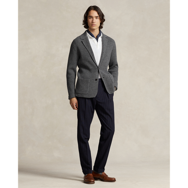 Charcoal Wool-Blend Blazer Cardigan Polo Ralph Lauren 3
