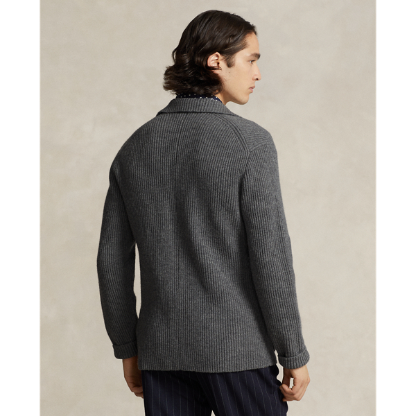 Charcoal Wool-Blend Blazer Cardigan Polo Ralph Lauren 4