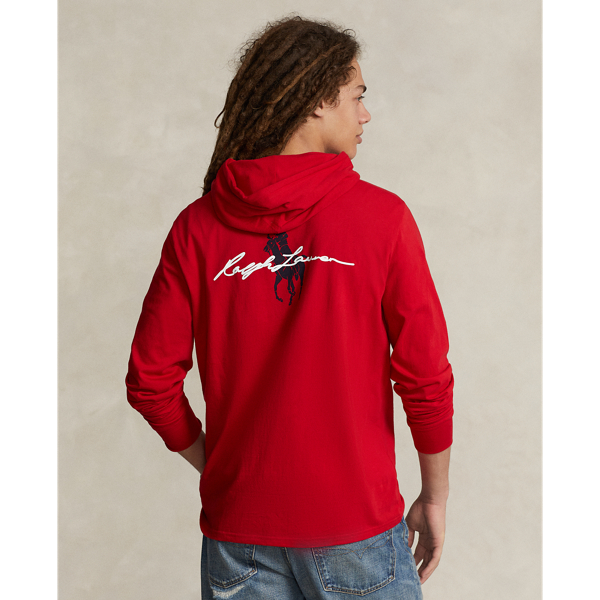 RL 2000 Red Big Pony Logo Jersey Hooded T-Shirt Polo Ralph Lauren 5