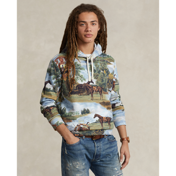 Equestrian-Print Fleece Hoodie