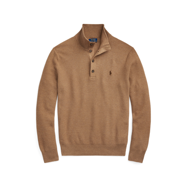 Latte Brown Heather Mesh-Knit Cotton Mockneck Sweater Polo Ralph Lauren 2