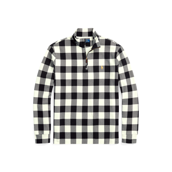 Checked Double-Knit Quarter-Zip Pullover Polo Ralph Lauren 1