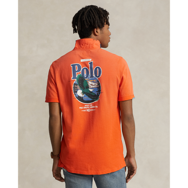 Classic Fit Mesh Graphic Polo Shirt