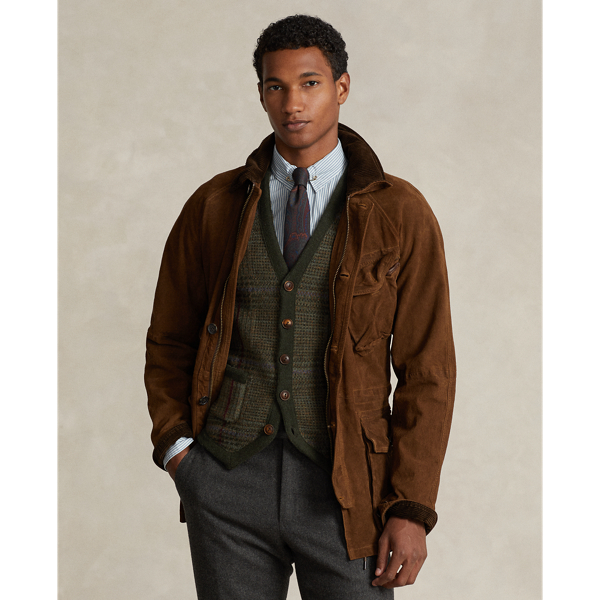 Veste en daim ceintur&eacute;e