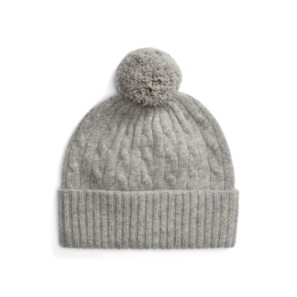 Battalion Hthr Pom-Pom Cable Cashmere Beanie Hat Polo Ralph Lauren 2