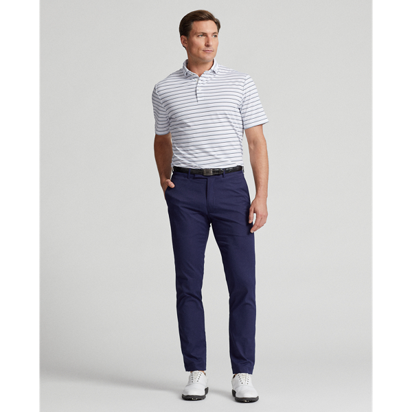 Ceramic White Classic Fit Striped Jersey Polo Shirt RLX 4