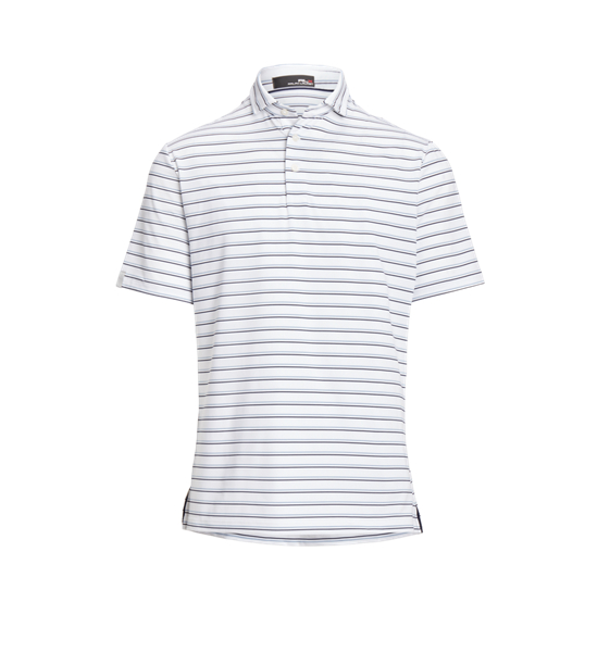 Ceramic White Classic Fit Striped Jersey Polo Shirt RLX 2