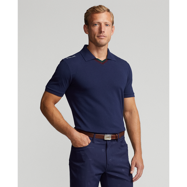 Refined Navy/Harvard Wine Custom Slim Fit Stretch Mesh Polo Shirt RLX 1