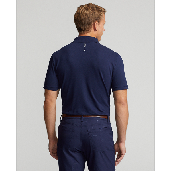 Refined Navy/Harvard Wine Custom Slim Fit Stretch Mesh Polo Shirt RLX 5