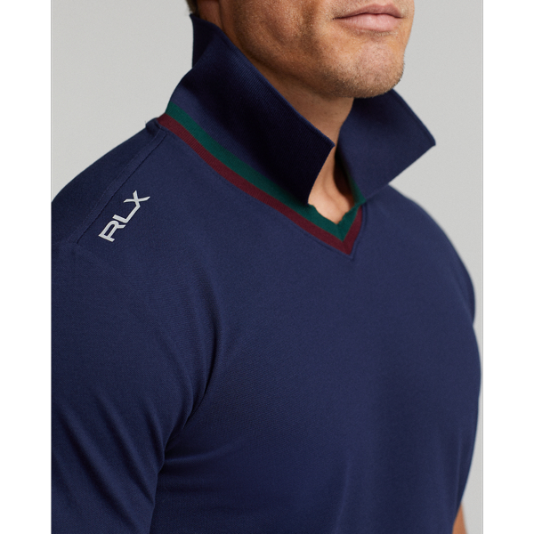 Refined Navy/Harvard Wine Custom Slim Fit Stretch Mesh Polo Shirt RLX 6