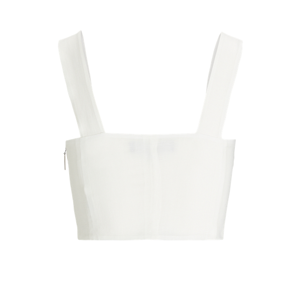 Blusa curta de voile em linho Cenza Ralph Lauren Collection em Branco-p&eacute;rola 2