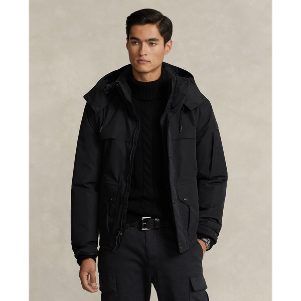 Polo Black Water-Repellent Faille Hooded Jacket RLX 1