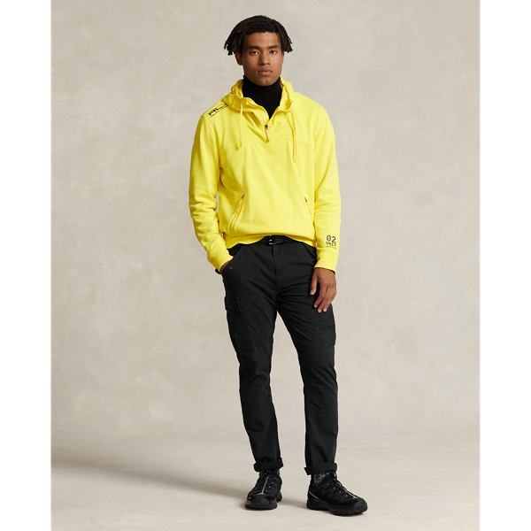 Sweat capuche demi-zipp&eacute; molleton au dos RLX en Citron pil&eacute; 4