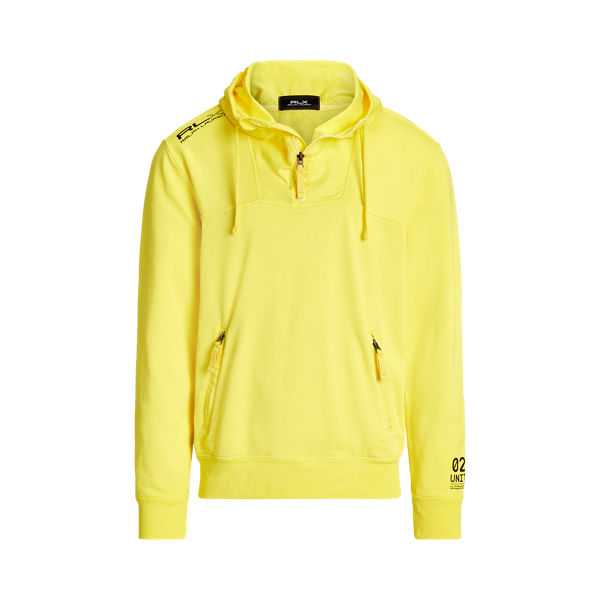 Sweat capuche demi-zipp&eacute; molleton au dos RLX en Citron pil&eacute; 2
