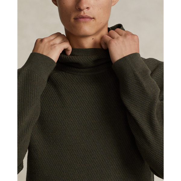 Waschbarer Kapuzenpullover aus Wolle RLX in Fossil-Gr&uuml;n 6