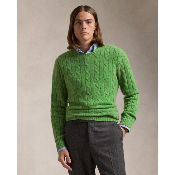 Polo Ralph Lauren 아이코닉 케이블 니트 캐시미어 스웨터 필드 그린 헤더 4
