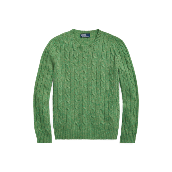 Polo Ralph Lauren 아이코닉 케이블 니트 캐시미어 스웨터 필드 그린 헤더 2