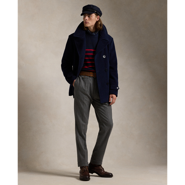 Wool Blend Twill Peacoat for Men Ralph Lauren UK