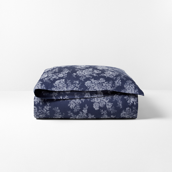 Ralph Lauren Indigo Cottage Floral Blue Cream Cotton KING selling Duvet Cover ~ $430 New