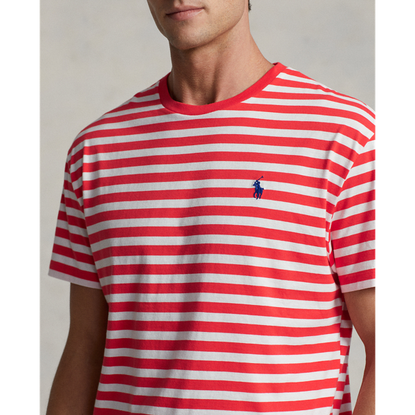 Red Reef/White Classic Fit Striped Jersey T-Shirt Polo Ralph Lauren 6