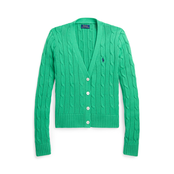Cable-Knit Cotton V-Neck Cardigan Polo Ralph Lauren 1