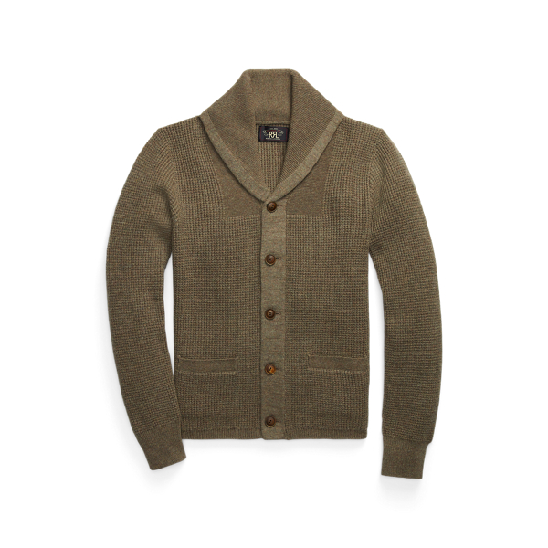 Waffle Cashmere Shawl Collar Cardigan