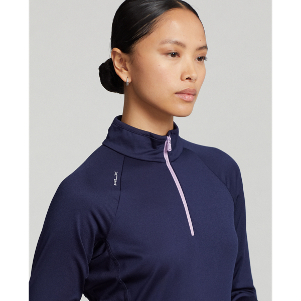 French Navy/Light Mauve Jersey Quarter-Zip Pullover RLX 6