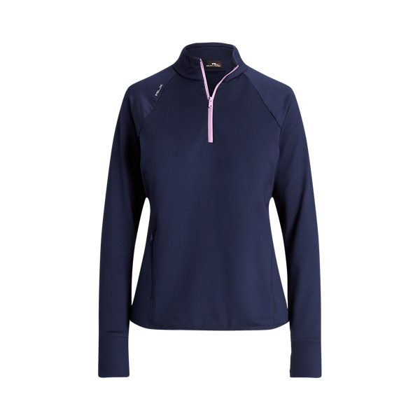 French Navy/Light Mauve Jersey Quarter-Zip Pullover RLX 2