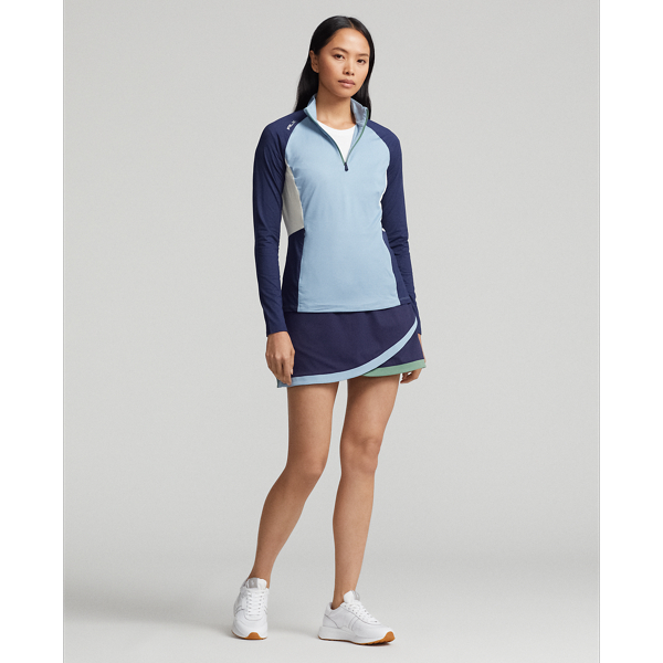 Vessel Blue/Navy/Cream Color-Blocked Jersey Zip Pullover RLX 4