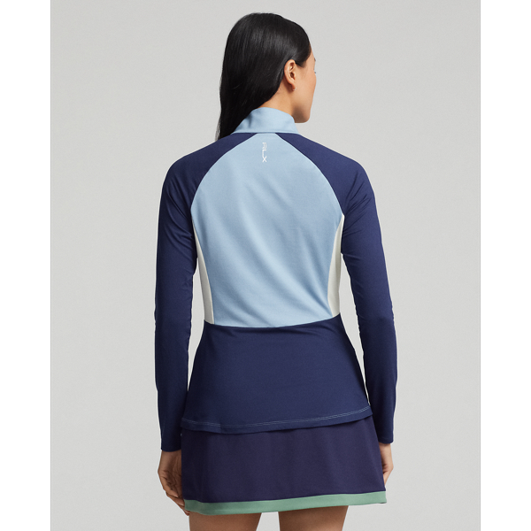 Vessel Blue/Navy/Cream Color-Blocked Jersey Zip Pullover RLX 5