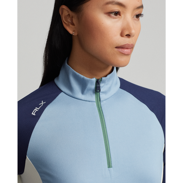 Vessel Blue/Navy/Cream Color-Blocked Jersey Zip Pullover RLX 6