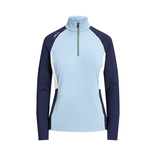 Vessel Blue/Navy/Cream Color-Blocked Jersey Zip Pullover RLX 2