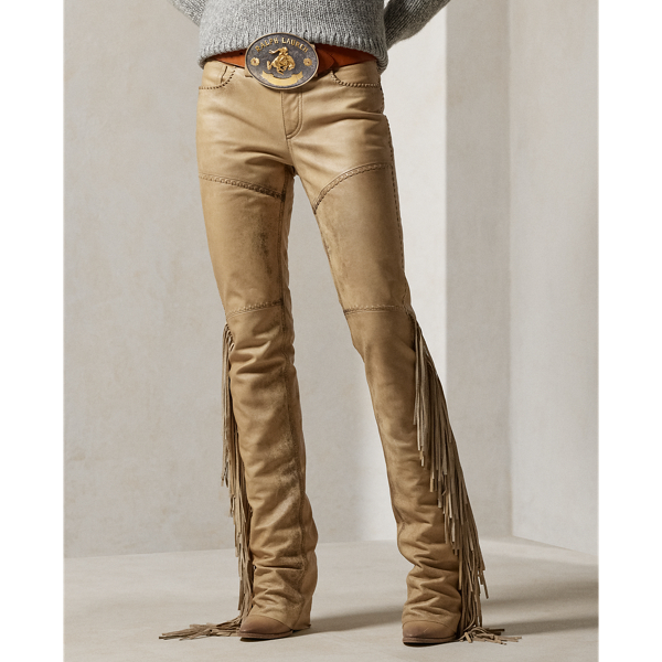 Terrin Fringe-Trim Calfskin Trouser for Women | Ralph Lauren® SA