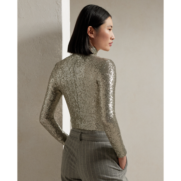 Embellished Long Sleeve Roll Neck Top for Women Ralph Lauren NL