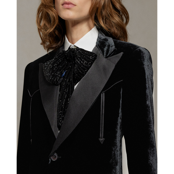 Walker Stretch Velvet Tuxedo Jacket for Women Ralph Lauren IE