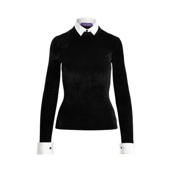 Collared Velvet Crewneck Jumper Ralph Lauren Collection 1