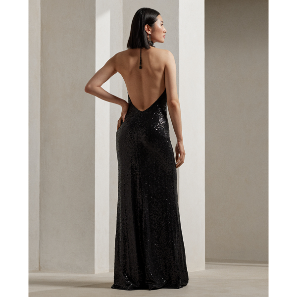 Abito da sera smanicato con paillettes Ralph Lauren Collection in Nero 5