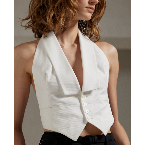 Chaleco Cadie de piqu&eacute; de algod&oacute;n Ralph Lauren Collection en Blanco 6